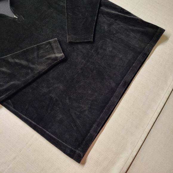 LL Bean Velvet Shirt Womens Medium Pullover 1/4 Zip Top Vintage USA Casual - Picture 2 of 10